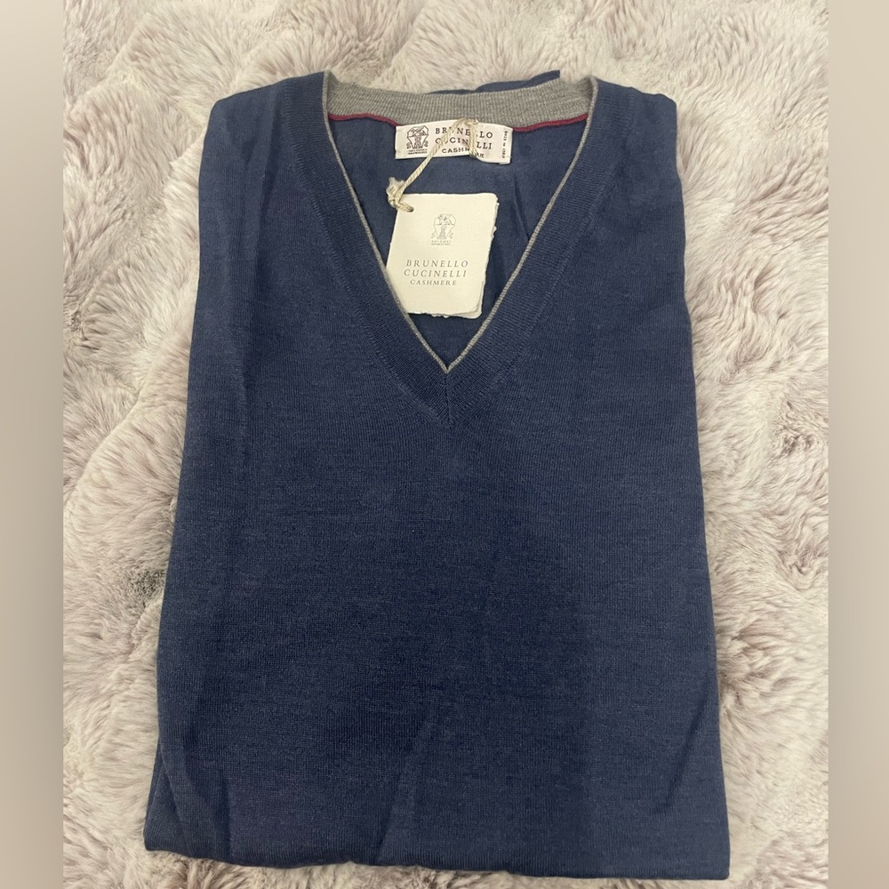 Brunello Cucinelli Cashmere V neck Sweater Size 54/XL